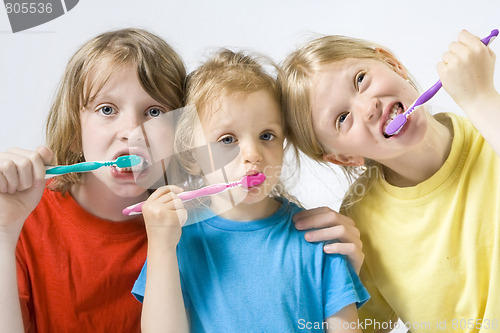 Image of Children brushing teeth