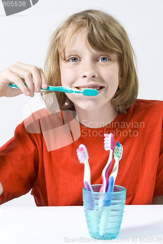 Image of Children brushing teeth