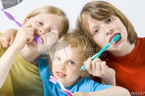 Image of Children brushing teeth