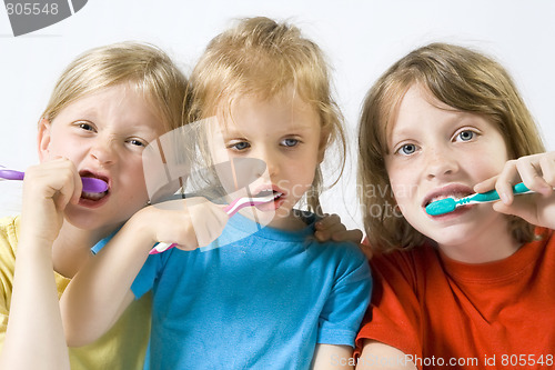 Image of Children brushing teeth