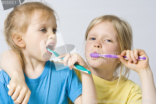 Image of Children brushing teeth