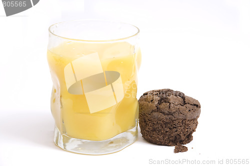 Image of orange juice and muffin