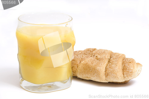 Image of orange juice and croissant
