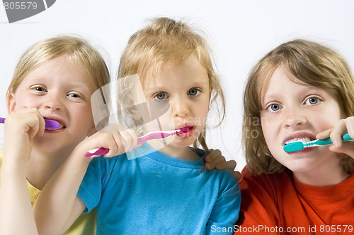 Image of Children brushing teeth