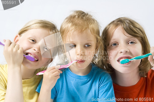 Image of Children brushing teeth