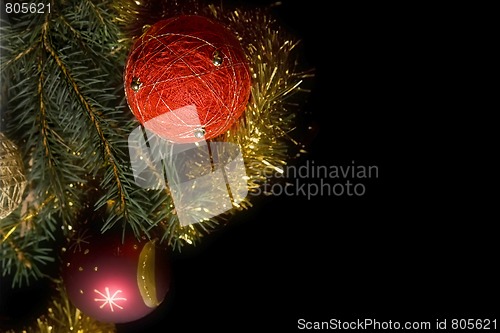 Image of Christmas decorations on black