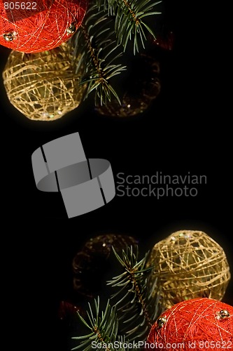 Image of Christmas decorations on black