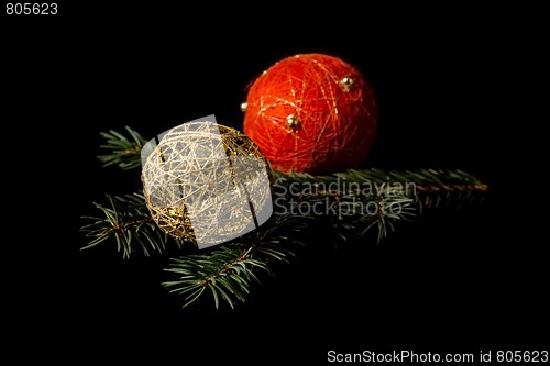 Image of Christmas decorations on black