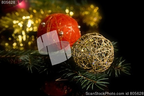 Image of Christmas decorations on black