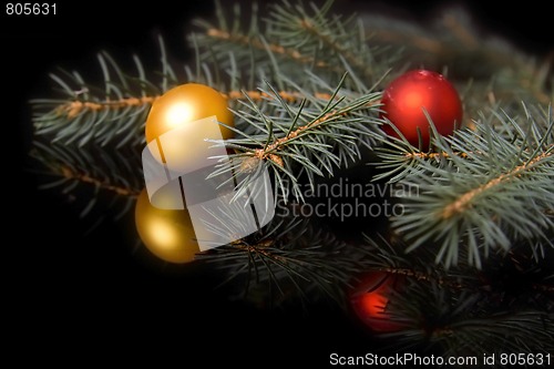 Image of Christmas decorations on black