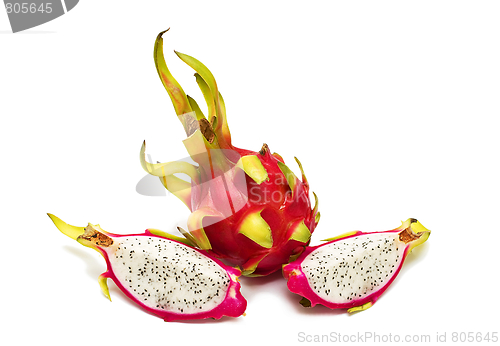 Image of Exotic Thai Fruit. Dragon fruit - Geow Mangon.