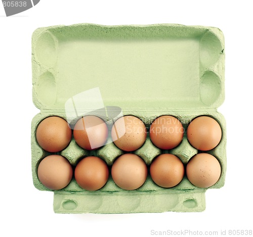 Image of eggs in a carton isolated on white