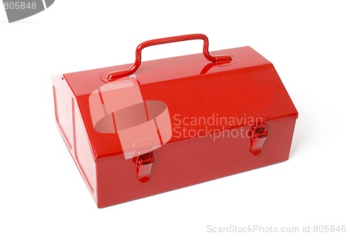 Image of Red retro toolbox isolated