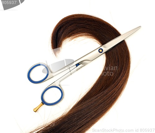 Image of Scissors and hair