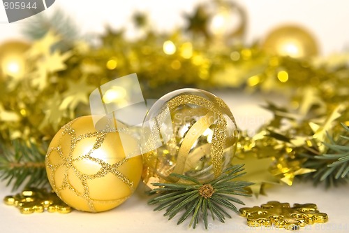 Image of Golden Christmas decorations