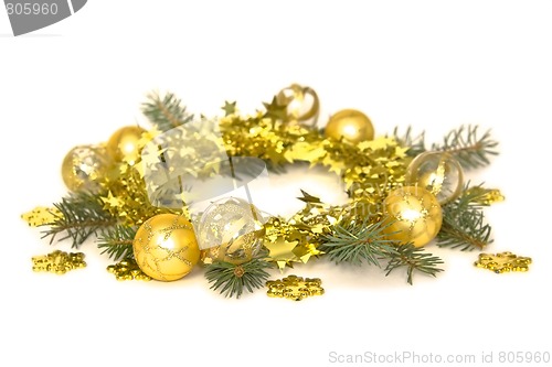 Image of Golden Christmas decorations