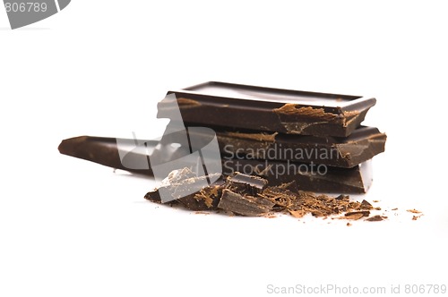 Image of Chopped chocolate isolated on the white background