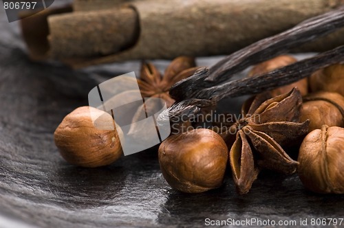 Image of aromatic spices with brown sugar and nuts