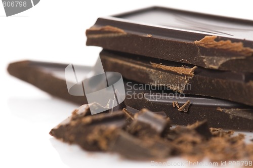 Image of Chopped chocolate isolated on the white background