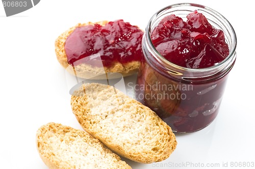 Image of Breakfast of cherry jam on toast
