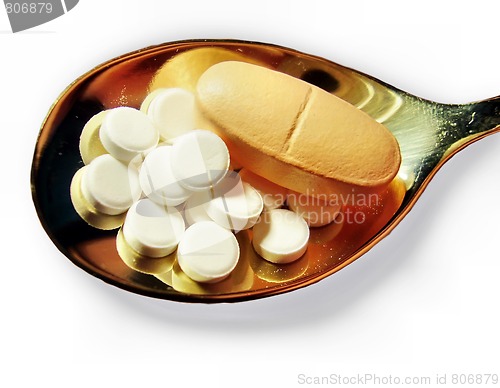 Image of Pills on a teaspoon 