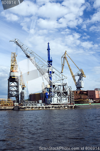 Image of Cranes in shipyard