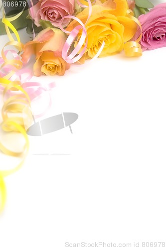 Image of Pink and yellow roses
