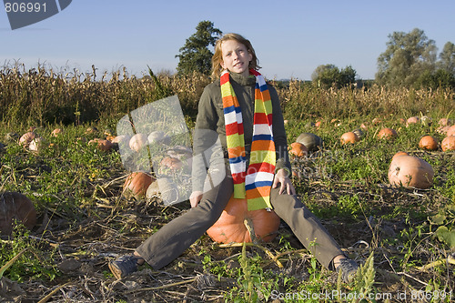 Image of Children on pumpkin field