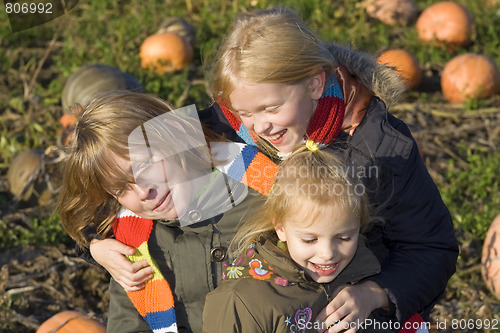 Image of Children on pumpkin field
