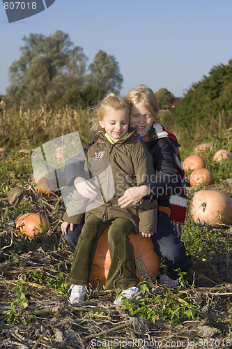 Image of Children on pumpkin field