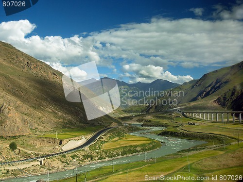 Image of Qinghai-Tibet railway in mountains