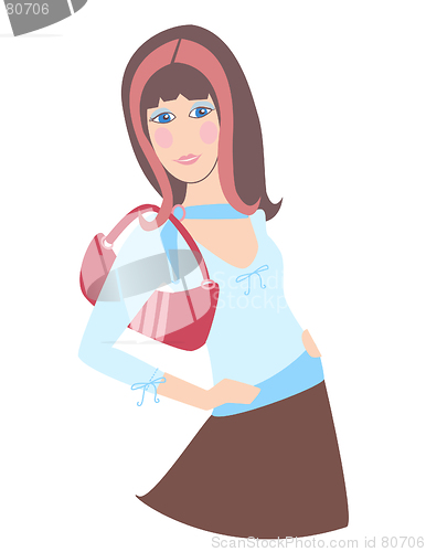 Image of Brunette Girl with Purse