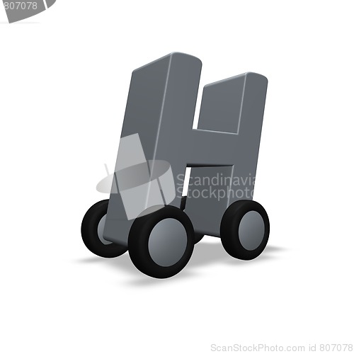 Image of letter h on wheels