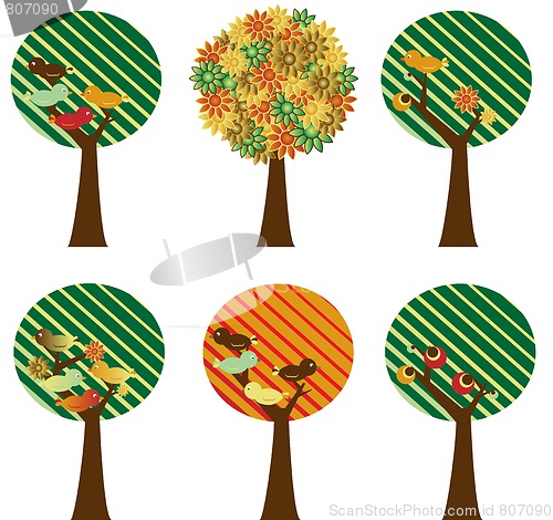 Image of Set of retro trees