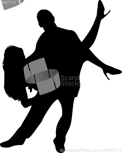 Image of Couple of Dancers Silhouette on white background.