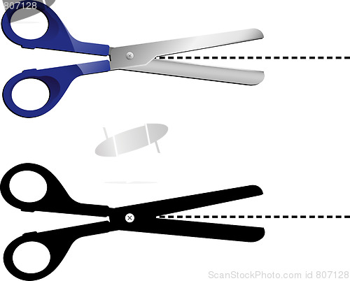 Image of Highly detailed scissors with dots line.