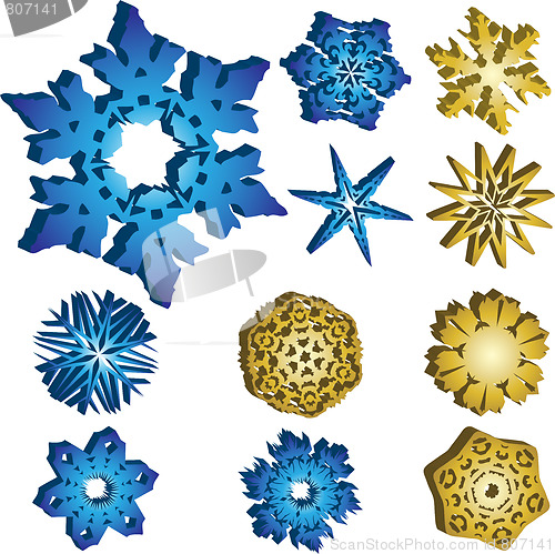 Image of Set of 11 3D Snowflakes