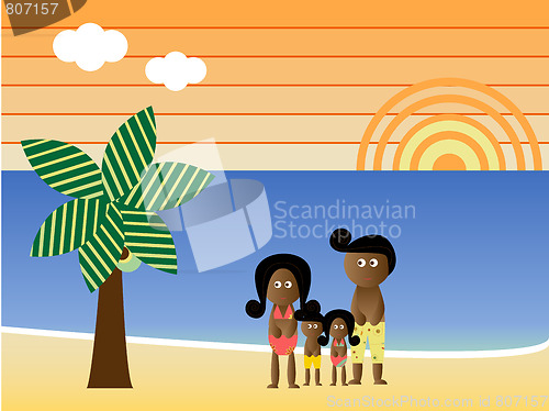 Image of Retro Beach African American Family