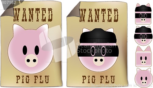 Image of Swine Flu Wanted Sign