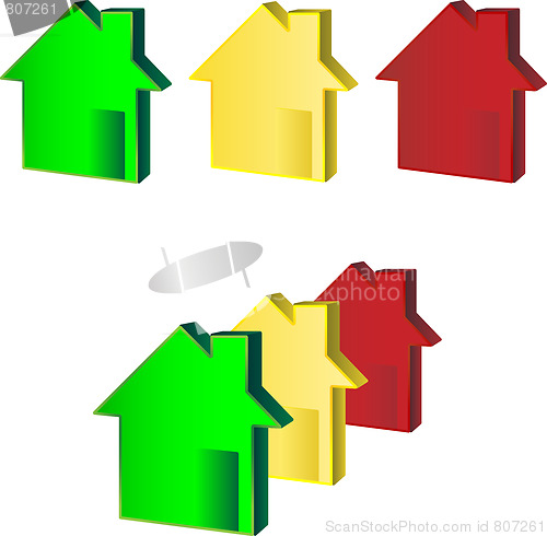 Image of Houses Green Yellow Red