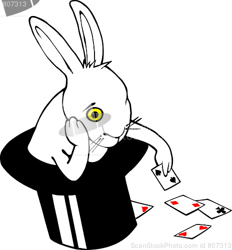 Image of Bored bunny in magic hat