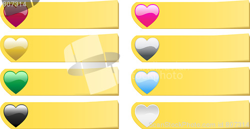 Image of Set of 8  colored hearts post stickers notes