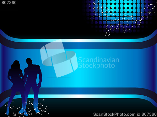 Image of Beautiful couple silhouette with grunge background.