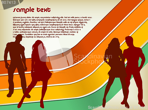 Image of Retro Background with two couples silhouettes