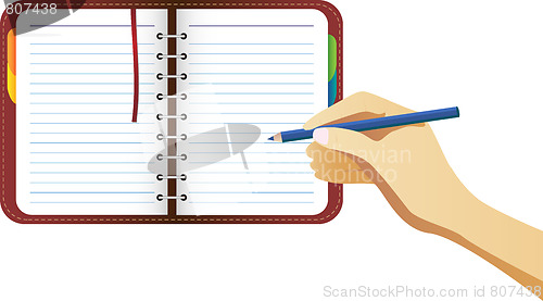 Image of Hand Writing on organizer