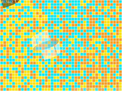 Image of Orange, Yellow and Blue Mosaic. Vector Image