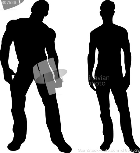 Image of 2 sexy men silhouettes on white background