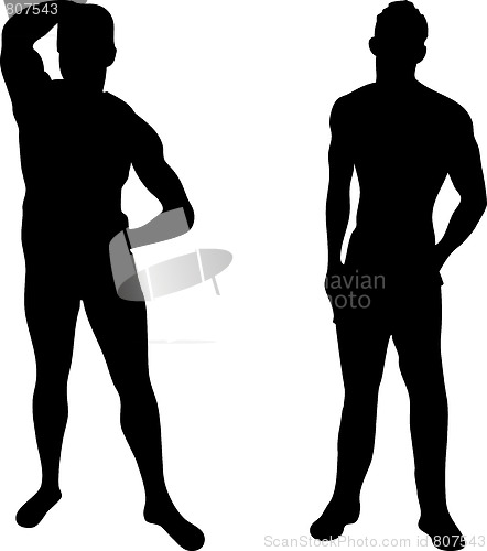 Image of 2 sexy men silhouettes on white background