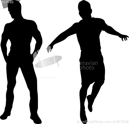 Image of 2 sexy men silhouettes on white background