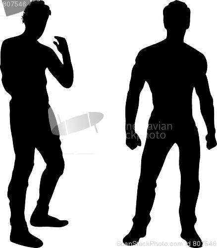 Image of 2 sexy men silhouettes on white background